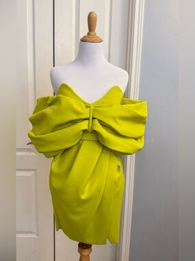 ASOS Lime Green Strapless Bow Draped Dress